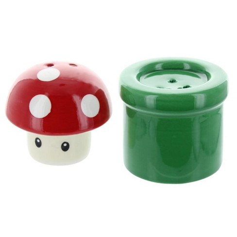 Nerd Block Super Mario Bros Mushroom Pipe Salt Pepper Shakers