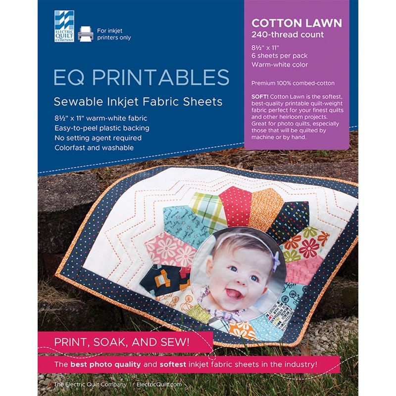 EQ Inkjet Printable Cotton Lawn Fabric Sheets 8.5"X11"-6/Pkg, 1 of 6