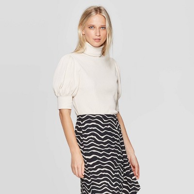 white turtleneck short sleeve