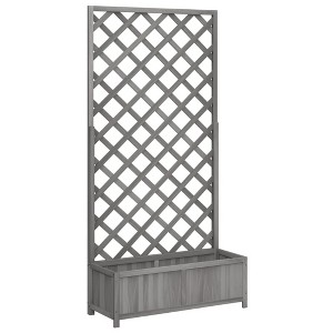 vidaXL Trellis Planter Gray Solid Firwood - 35.4" x 13.8" x 70.9" - 1 of 4