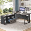 Tribesigns Executive Computer Desk with Lateral File Cabinet - 2 of 4