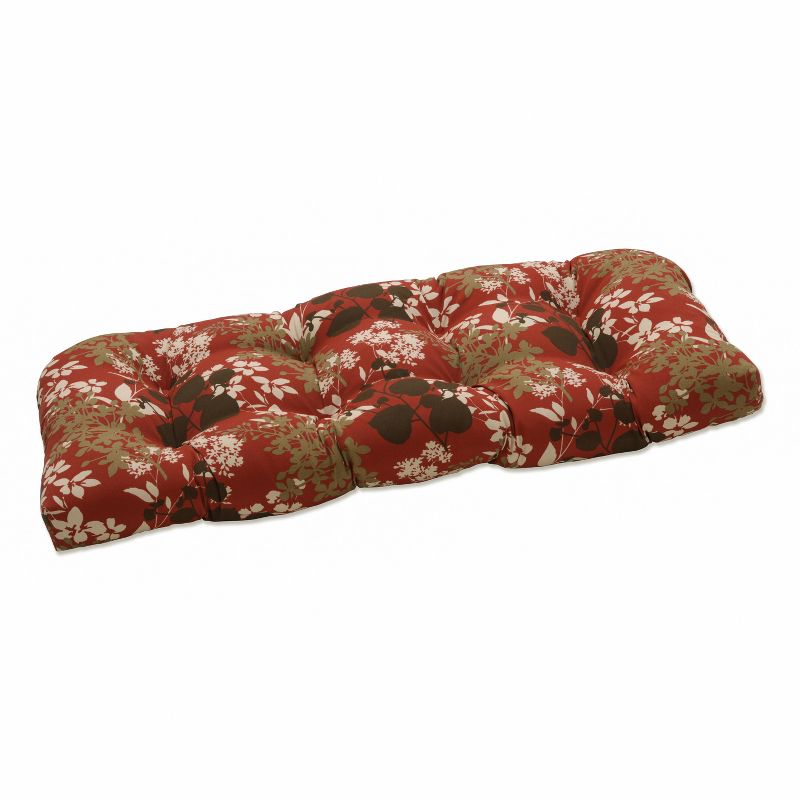 Outdoor Bench/Loveseat/Swing Cushion - Brown/Red Floral - Pillow Perfect, 1 of 6