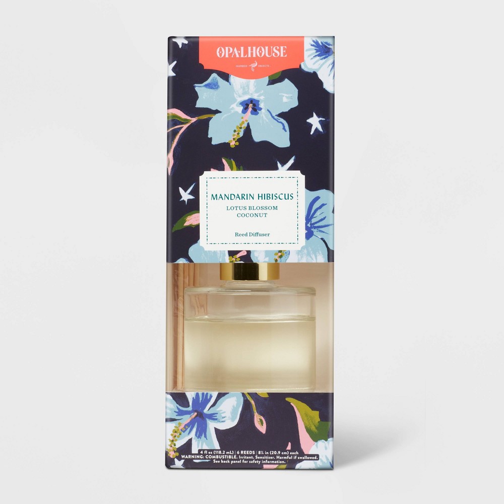 Photos - Air Freshener 118.3ml Boxed Moonlit Hibiscus Reed Diffuser Set - Opalhouse™