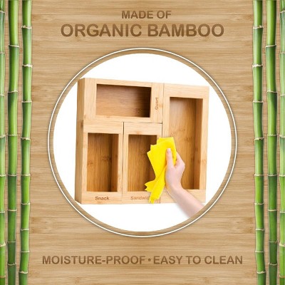 Bartnelli 4pc Bamboo Kitchen Drawer Organizer for Sandwich Bags – Gallon, Quart, Sandwich, Snack — фото 5