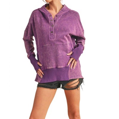 Women's Washed Dove Pullover - AEMI + CO
