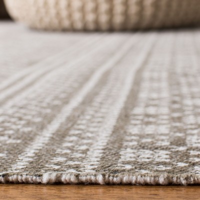Grey and Ivory Floral Cotton Flat Woven Runner Rug