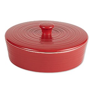 RSVP International Stoneware Tortilla Warmer & Server with Lid, Microwave and Oven Safe, 8" Dia x 3", Red - 1 of 4