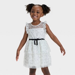 Toddler Girls' Sleeveless Halloween Ghost Tulle Dress - Cat & Jack™ Cream - 1 of 3