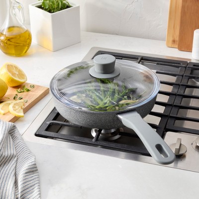 2.6-Qt Gray Aluminum Nonstick Sauté Pan with Lid