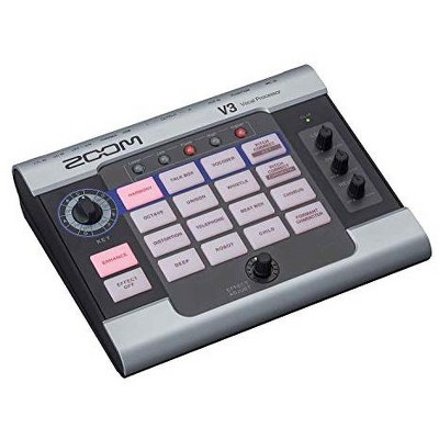 Zoom V3 Vocal Processor, Vocal Effects Pedal, 3-Part Harmony, Pitch Correction, 16 Studio Grade Effects, Battery Powered, for Streaming and Recording
