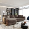 TiramisuBest 102.4" Plush Corduroy 4-Seat Sofa with Movable Ottoman, Deep Seat Cloud Couch, Convertible Lounge Sofa,Grey - 2 of 4