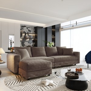 KTMBDW 102.4" Sofa Couch, Comfy Couches for Living Room, Plush Corduroy Sofas for Living Room, Tool-Free Setup Deep Seat Sofa - 1 of 4