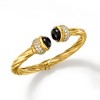 Ross-Simons Italian Onyx and 1.30 ct. t.w. CZ Twisted Cuff Bracelet in 18kt Gold Over Sterling - 3 of 4