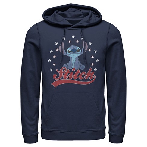 Men's Lilo & Stitch Red, White, And Blue Stars Pull Over Hoodie