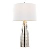 LumiSource (Set of 2) Maya 27.75" Contemporary Metal Table Lamps Polished Nickel with White Linen Shade from Grandview Gallery: UL Listed - 3 of 4