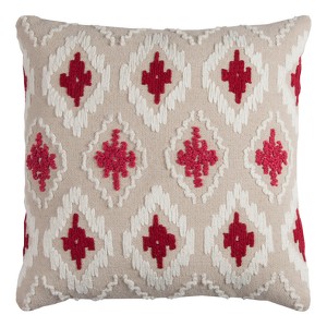 Throw Pillow Rizzy Home Natural Red