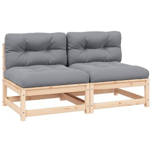 Middle Sofa Grey Solid pine wood, fabric (100% polyester) medium vidaXL - 1 of 4