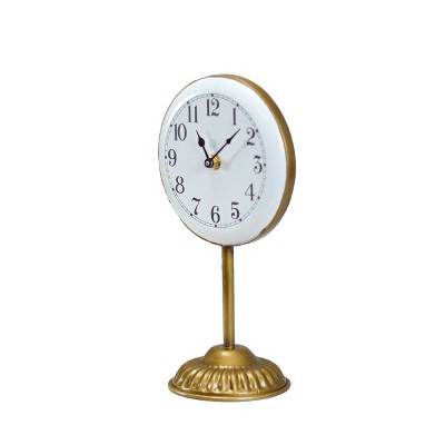 VIP Metal 11 in. White Pedestal Table Clock