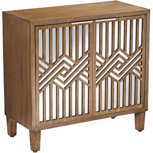 55 Downing Street Mason 33 3/4 Wide Oak Wood and Mirrored 2-Door Cabinet - 1 of 4