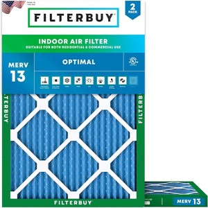 Filterbuy 6x10x1 Air Filter (2-Pack), Pleated MERV 13 Health Defense Replacement HVAC AC Furnace Filters (Actual Size: 6.00 x 10.00 x 0.75) - 1 of 4