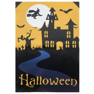 Northlight Spooky House Halloween Outdoor Garden Flag with Bats and a Witch 12.5" x 18"