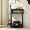 KWPZQEB Entryway Console Table - Half Moon Design, Vintage Sofa Table with 2 Storage Cabinet and Bottom Shelf for Living Room, Hallway - 3 of 4