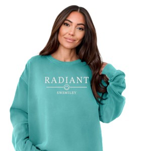 Simply Sage Market S.W.Smiley Embroidered Radiant Smiley Outline Garment Dyed Sweatshirt - 1 of 4