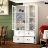 Famapy 47.2"W Modular Organizer Combo Glass Doors Display Cabinet Wooden  Pantry Organizer White - 4 of 4