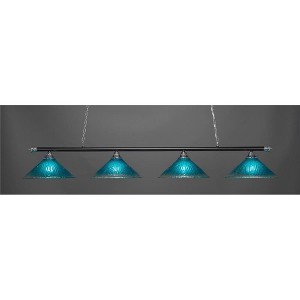 Toltec Lighting Oxford 4 - Light Island Pendant Light in  Chrome/Matte Black with 16" Teal Crystal Shade - 1 of 1