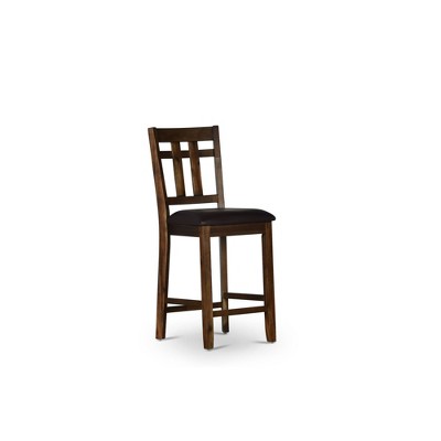 Counter Height Acacia & Mango Hardwood Saranac Counter Chair (Set of 2) with Slat Back, Polyurethane Seat and Stretchers for Comfort