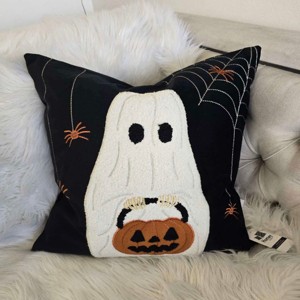 ChicFurnit Bed Pillows Halloween White Ghosts Pillow Fall Pillow Autumn Pumpkin Pillow for Halloween Home Decor, Black, 20"*1"*20" - 1 of 4