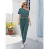 Women's Off Shoulder Jumpsuit Stretchy Airport Outfits Jogger Pants Jumpsuit with Pocket - 2 of 4