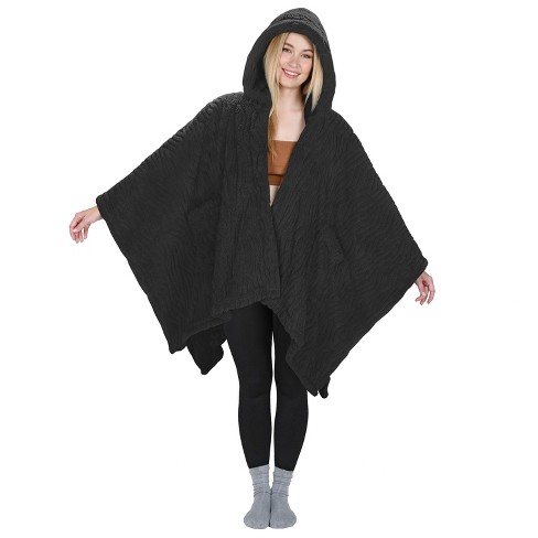 Catalonia Women s Poncho Cape Sherpa Cloak Coat Snuggly Hooded Wearable Blanket Catalonia