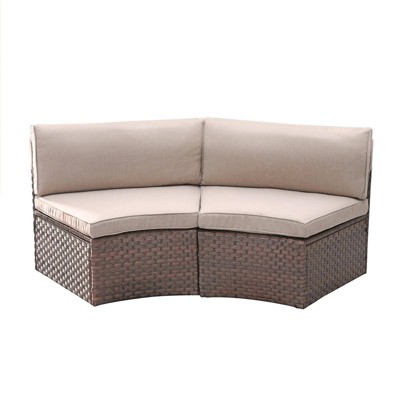 Sunsitt Outdoor Steel Curved Wicker Sofa Beige
