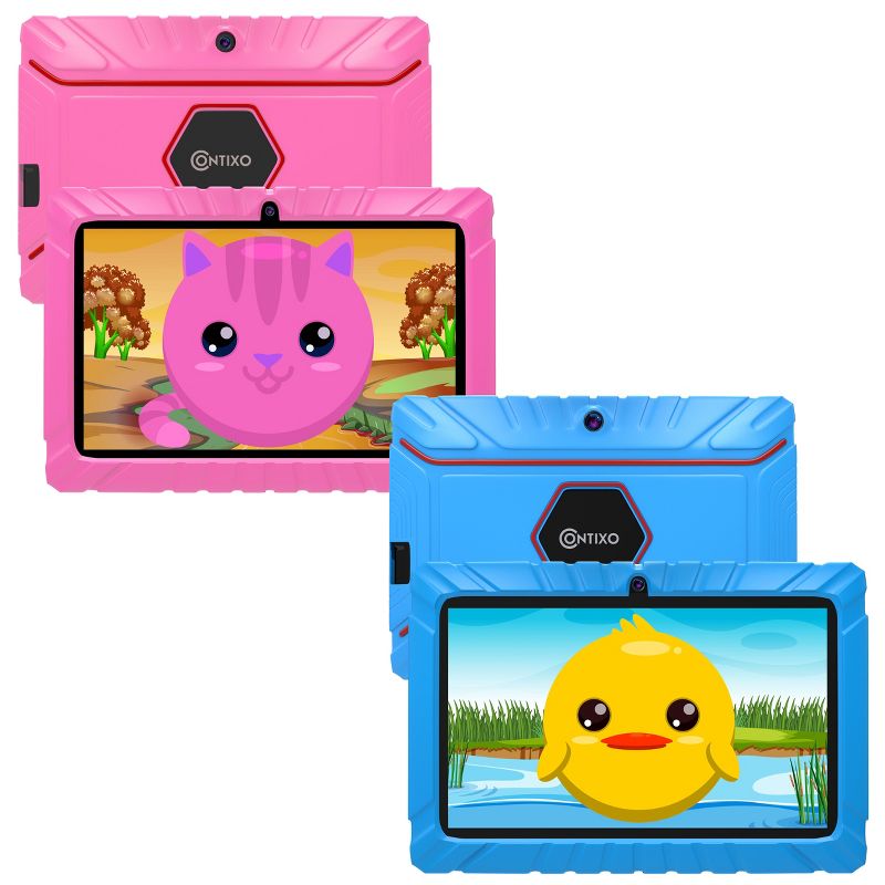 Buy 2: Contixo 7 inch V8 Bundle Value Pack, 1 Blue and 1 Pink Kids Tablets, 2 of 12