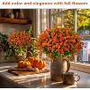 Attop 12 Bundles Artificial Fall Flowers Outdoor Fake Mums - Fake Plants UV Resistant No Fade Faux Plastic Greenery Orange - 2 of 4