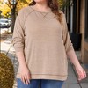 Women's Plus Size Crew Neck Long Sleeve Side Split Shirt Casual Ribbed Knit Blouse - Agnes Orinda - 2 of 4