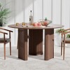 PexFix 46" Round Dining Table Kitchen Table for 4 with Arc-Shaped Edge Top and Fluted Pedestal Legs for Living Room Dining Room Coffee Office Walnut - 3 of 4