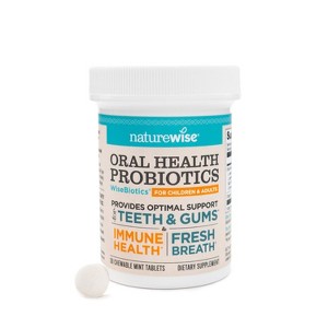 NatureWise Oral Probiotics for Fresh Breath - Chewable Sugar-Free Mint Tablets - Oral Probiotics for Kids & Adults - Non-GMO - 1 of 4