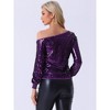 Allegra K Women's Sequin Party Sparkly Glitter Long Sleeve Off Shoulder Top - 3 of 4