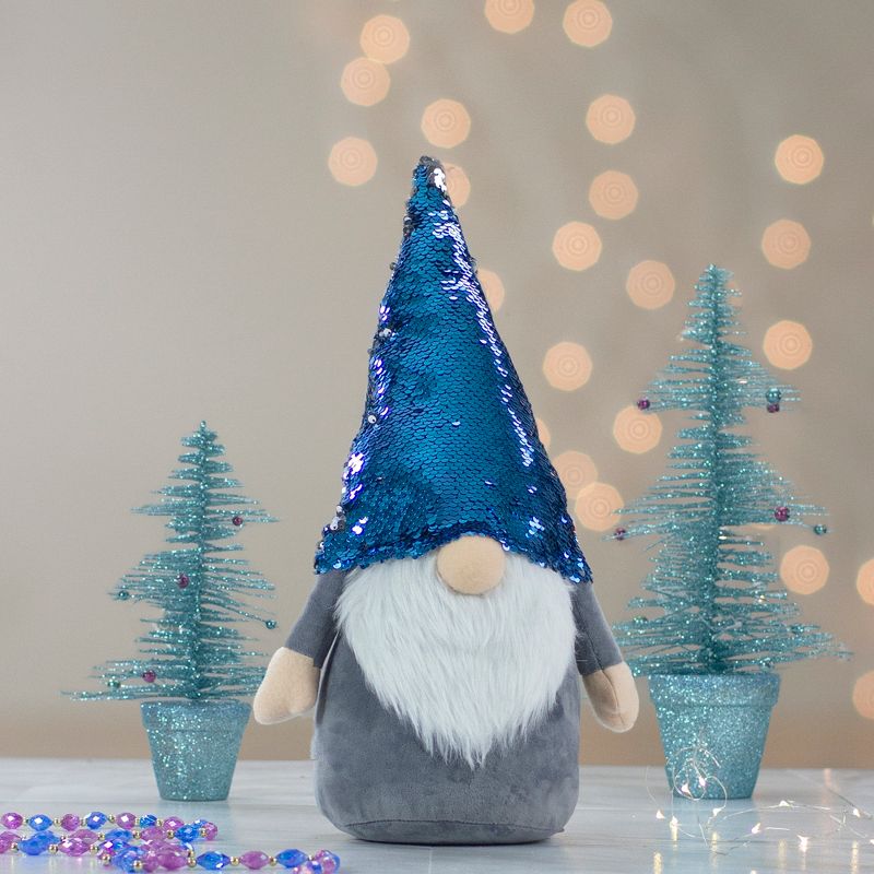 Northlight 17" Gnome with Blue and Silver Flip Sequin Hat Christmas Decoration, 2 of 8
