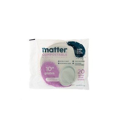 Matter Compostable Fiber Disposable Dinner Plates 10" - White - 20ct