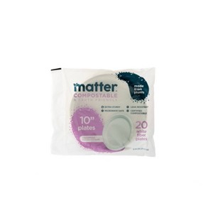 Matter Compostable Fiber Disposable Dinner Plates 10" - White - 20ct - 1 of 4