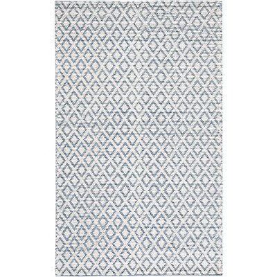 Vermont Elegance Ivory & Blue Hand-Knotted Wool Rug - 3' x 5'