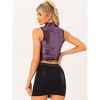 INSPIRE CHIC Women's Slim Fitted Sequins Sleeveless Cut Out Front Crop Tank Top - 3 of 4