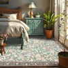9'x12' Washable Botanical Farmhouse Living Room Bedroom Rugs, Soft Ultra Thin Floor Carpet for Nursery Dining Room Office, Beige - 4 of 4
