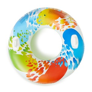 INTEX 58202EP Inflatable Rainbow Ombre Tube: Heavy Duty Grab Handles – 2 Air Chambers – 48" Diameter – 220lb Weight Capacity – - 1 of 4