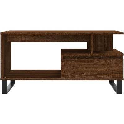 vidaXL Brown Oak Coffee Table - Engineered Wood Side Table with Metal Legs - 35.4"x19.3"x17.7"