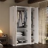 Hitow White Armoire Combination Wardrobe Modern Minimalist Style Embossed Lines - 2 of 4