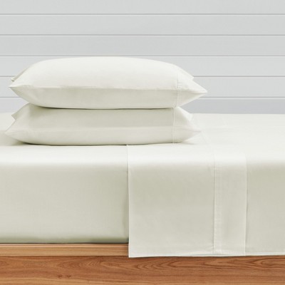 Cream Cotton Sateen King 4-Piece Sheet Set
